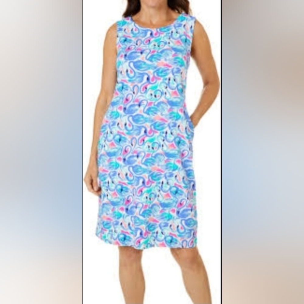 Sunsets & Sweet Tea Sleeveless Dress with Colorful Flamingo Pattern size XL